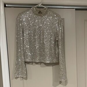 Silver Sequin Women's Top